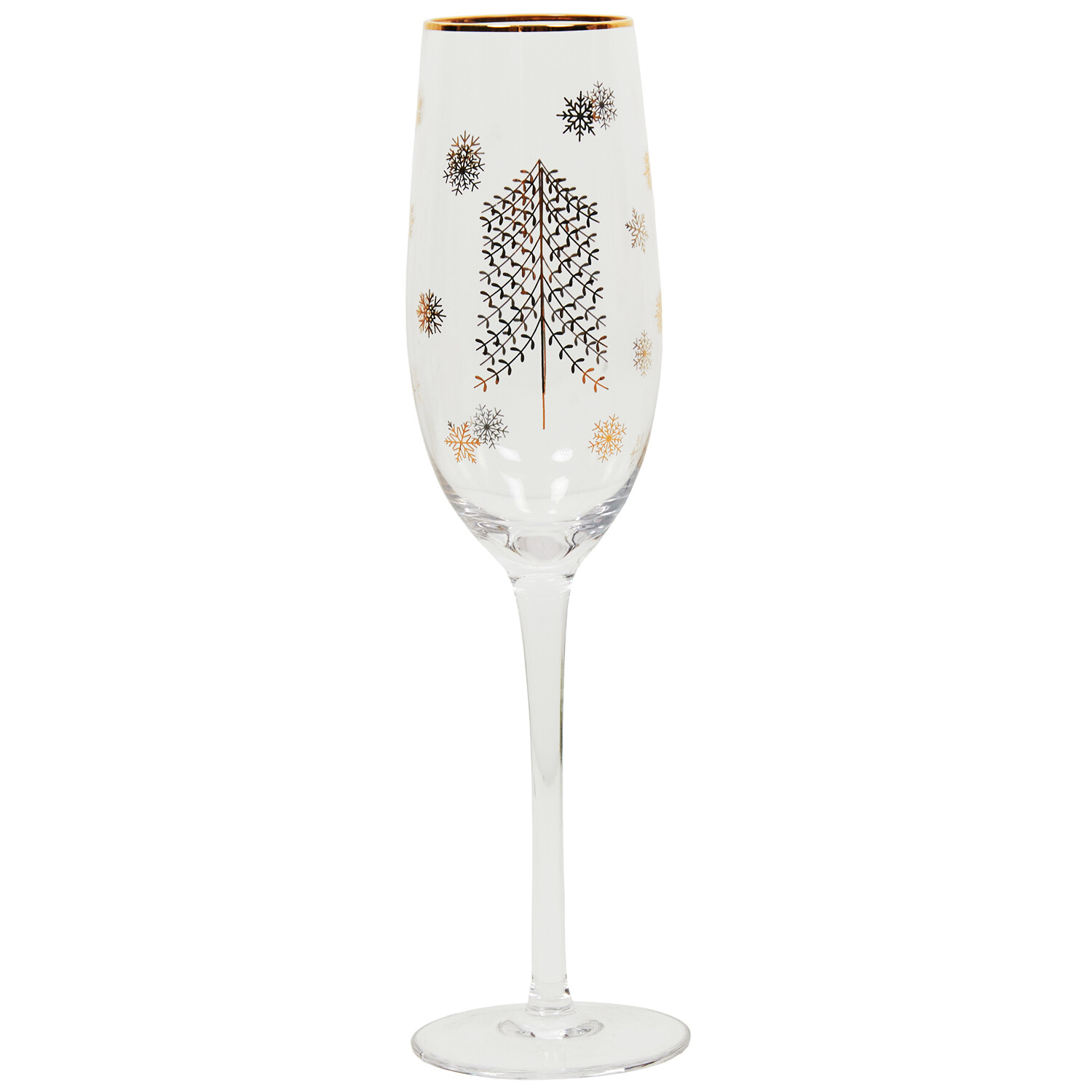 Christmas Tree Champagne Flute 250ml - Gold Image 1