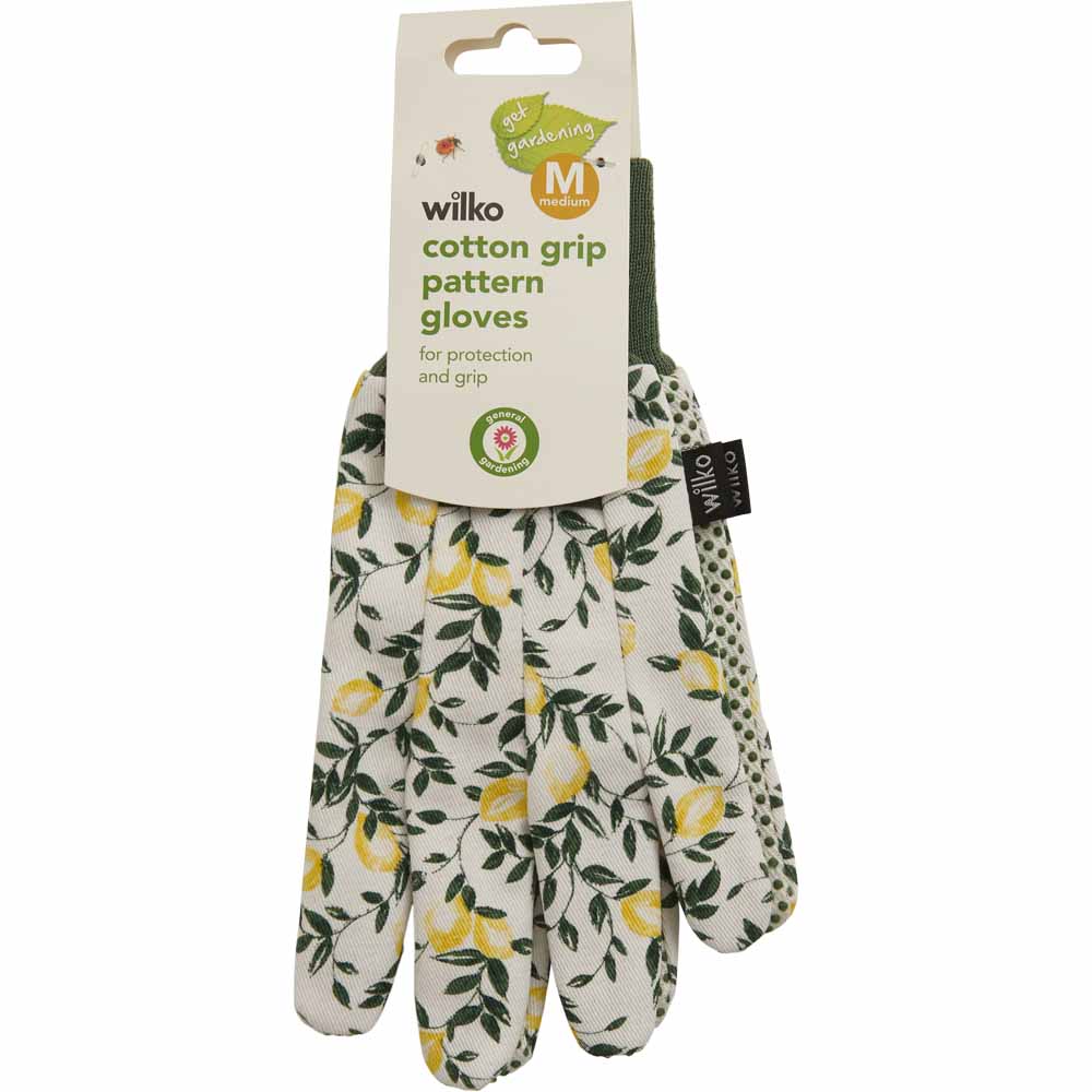 Wilko Medium Cotton Grip Pattern Garden Glove Image 1