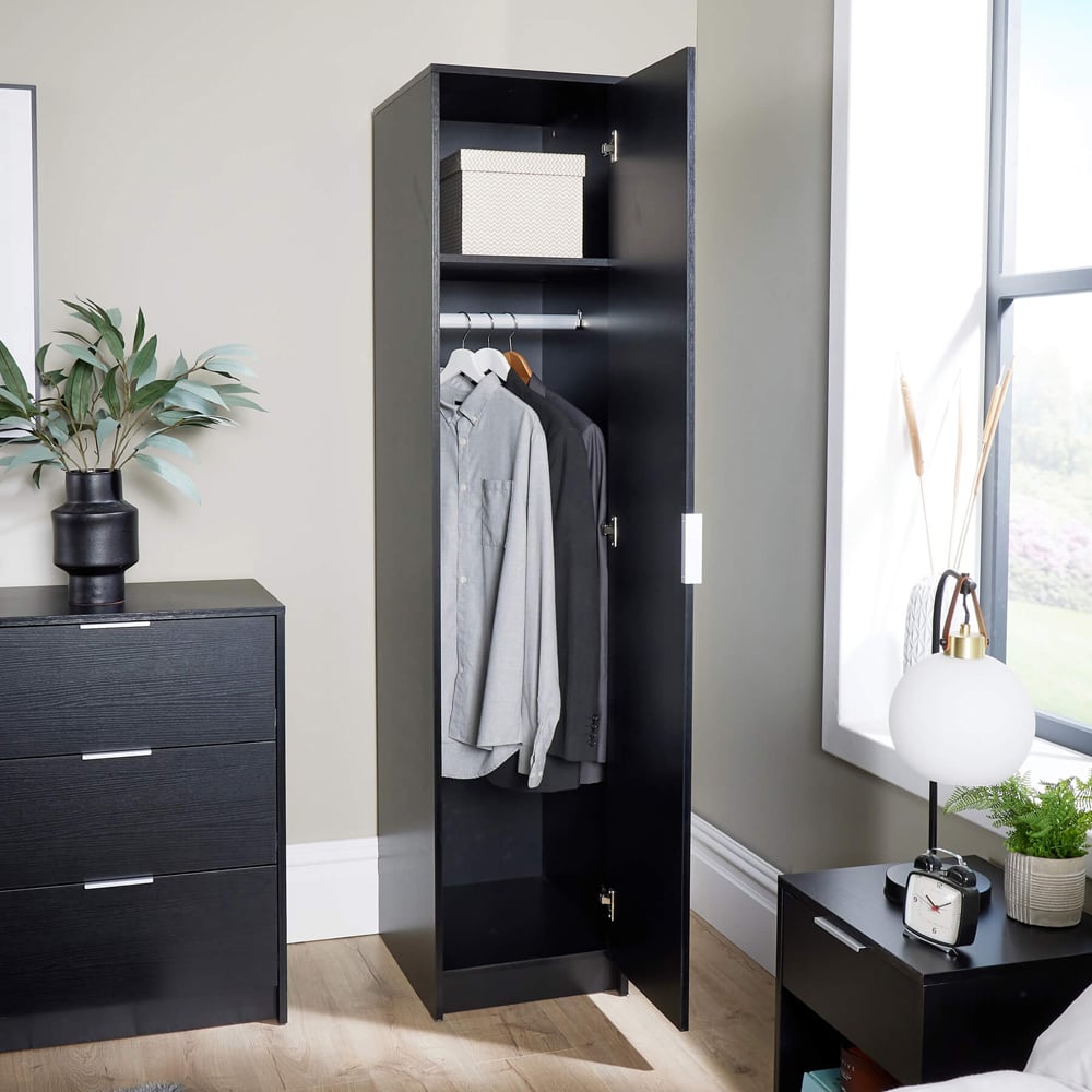 Home Source Phoenix Single Door Black Wardrobe Image 6