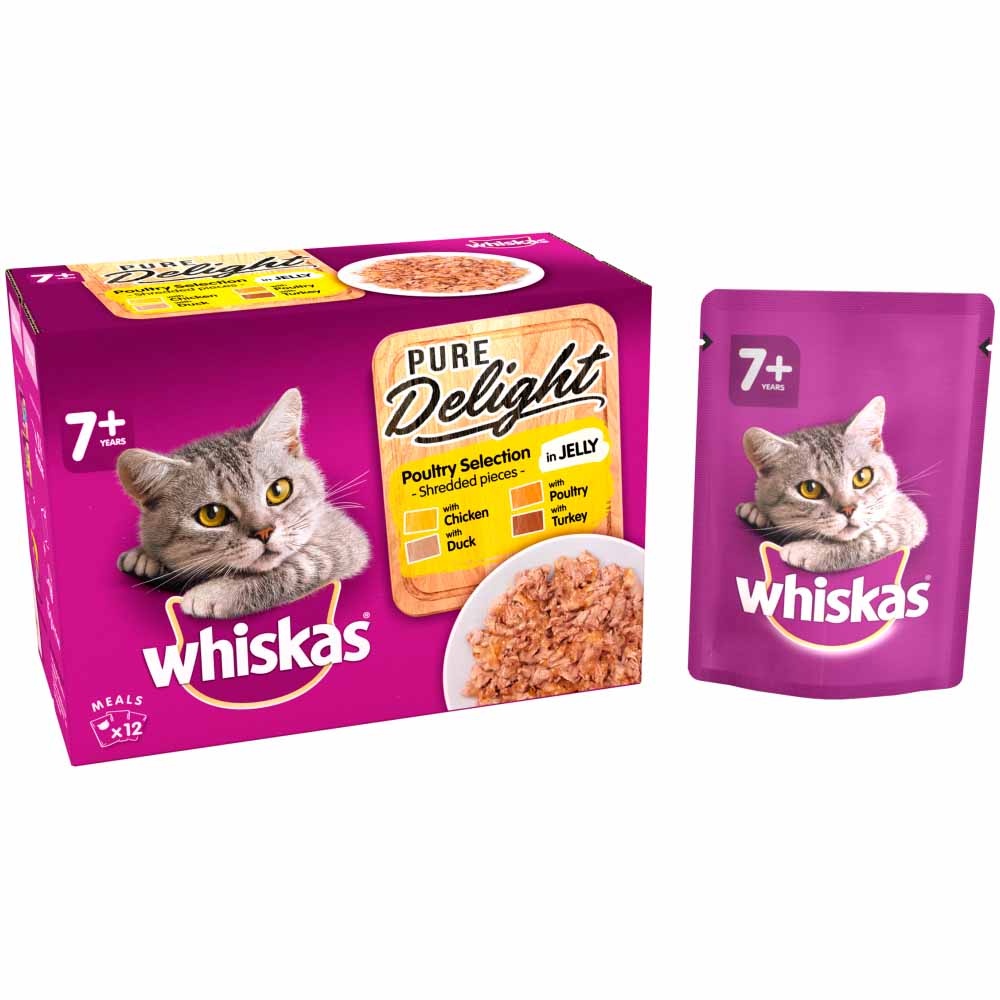 Whiskas 7+ Pure Delight Poultry Selection in Jelly  Cat Food 12 x 85g Image 3