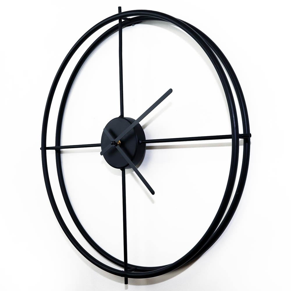 Walplus Black Larrys Minimalist Round Wall Clock 50cm Image 3