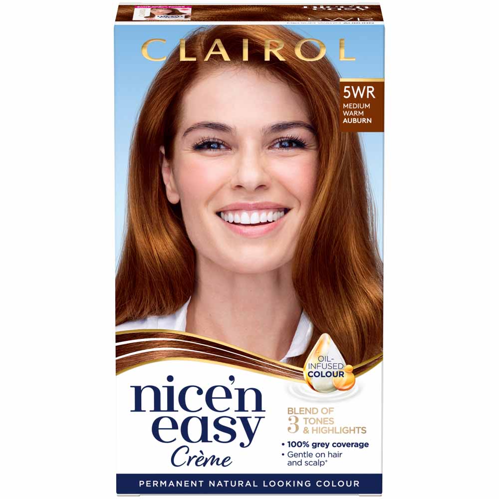 Clairol Nice'n Easy Medium Warm Auburn 5WR Permanent Hair Dye Image 1