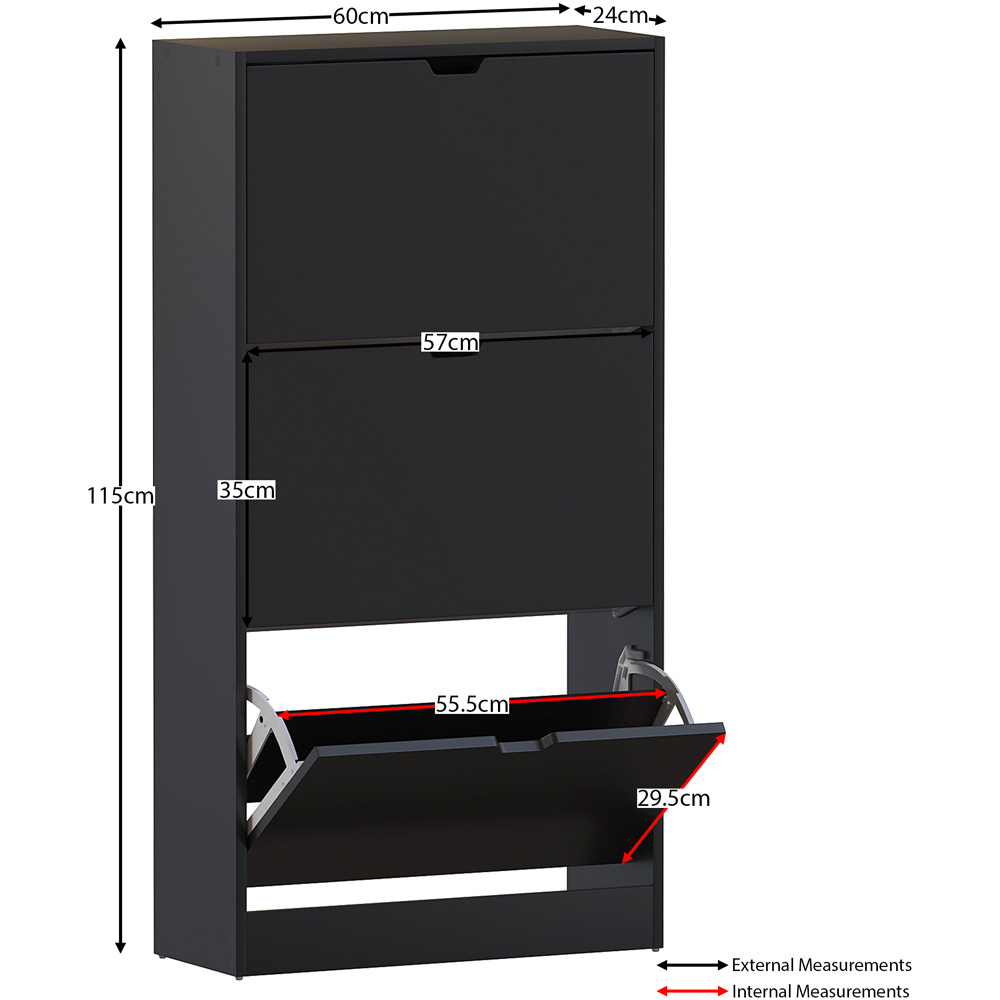 Vida Designs 3 Drawer Black Shoe Cabinet Image 8