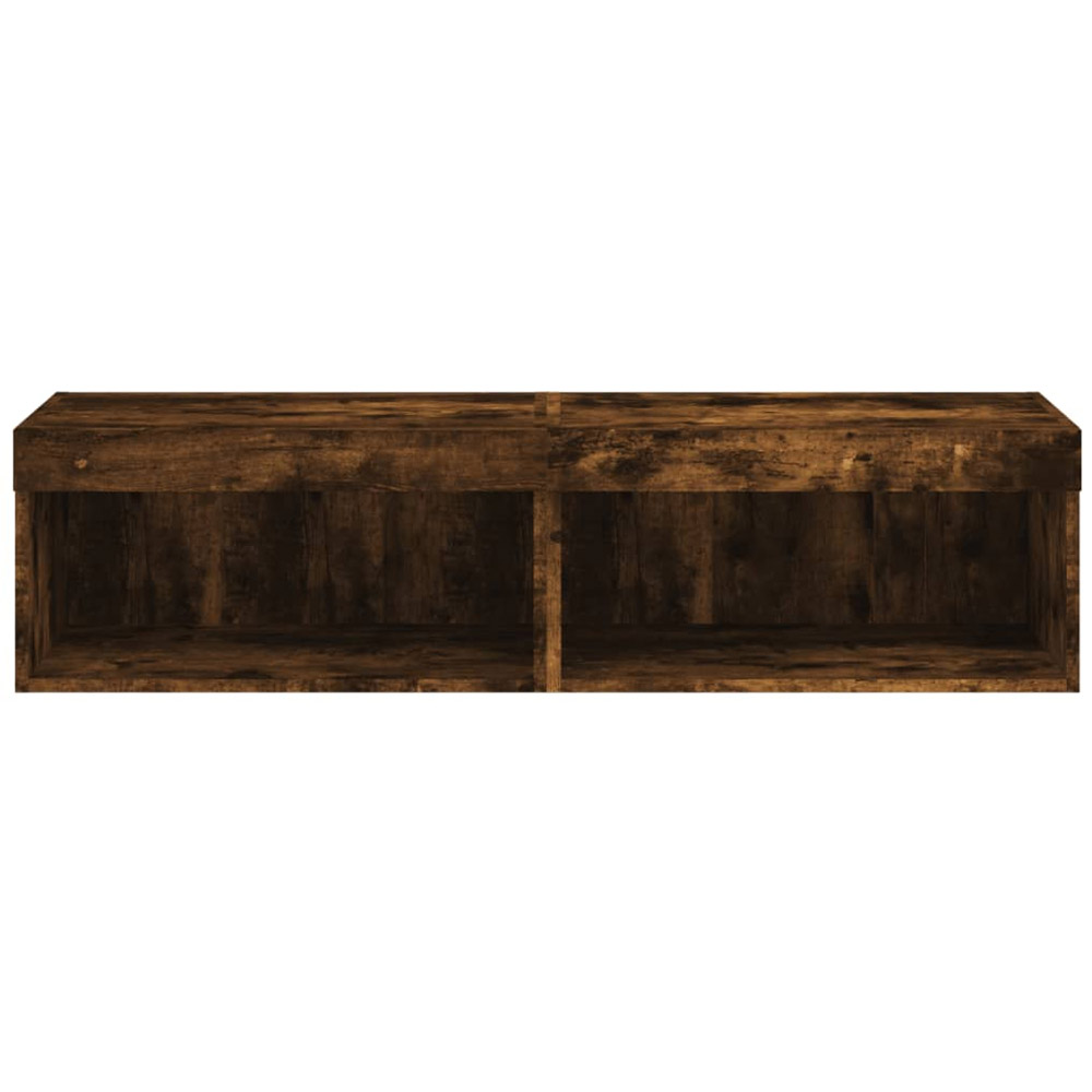 vidaXL Smoked Oak TV Cabinet with LED Light Set of 2 Image 7
