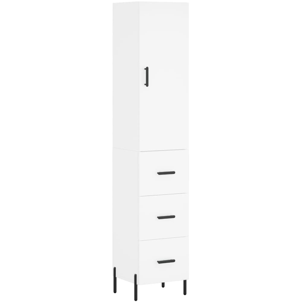 vidaXL Single Door 3 Drawer White Highboard Image 2