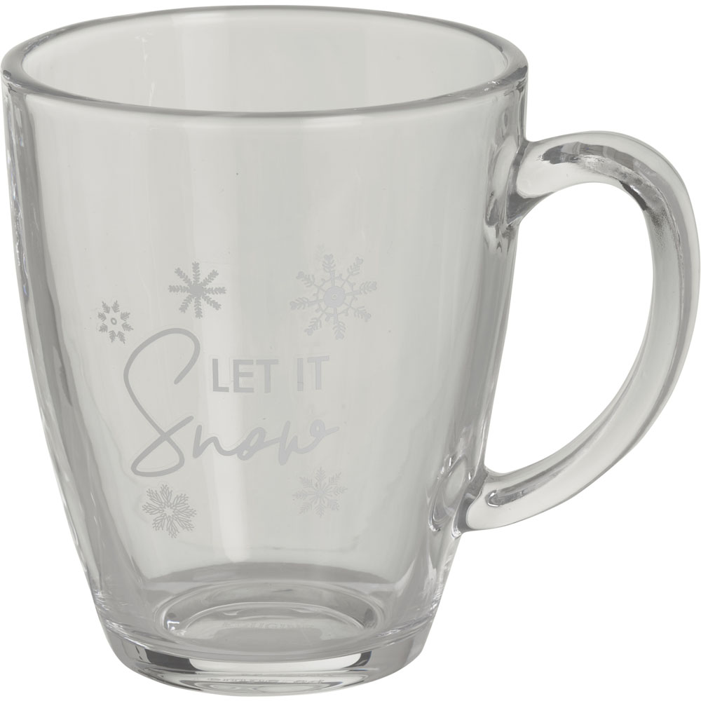 Wilko Clear Let it Snow Glass Mug Image 1