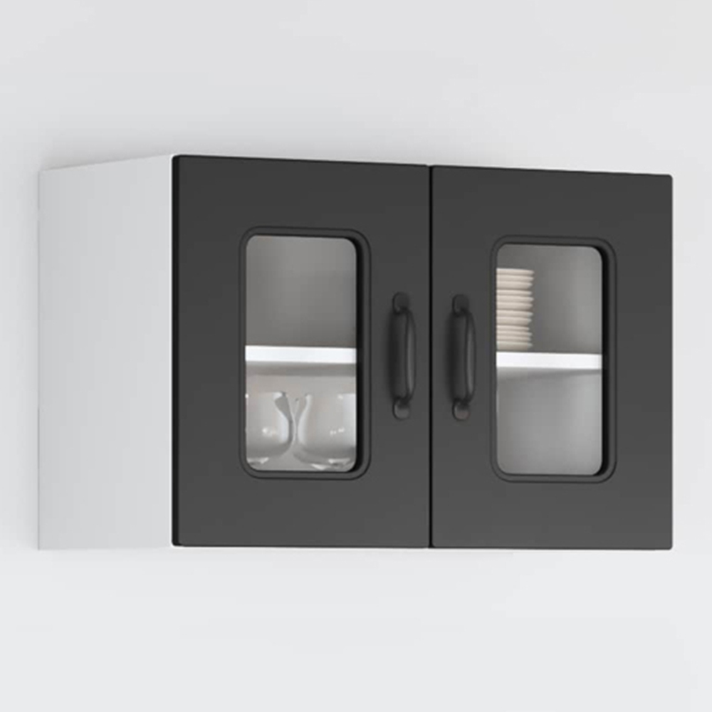 vidaXL Kalmar 2 Door Black Wall Kitchen Cabinet 2 Pack Image 1