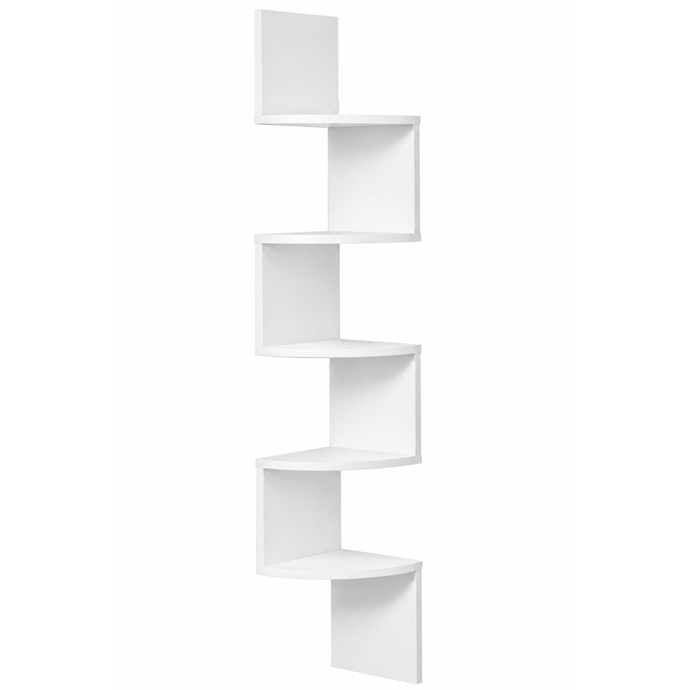 Modcraft 5 Shelf White Zigzag Floating Corner Wall Shelf Image 2
