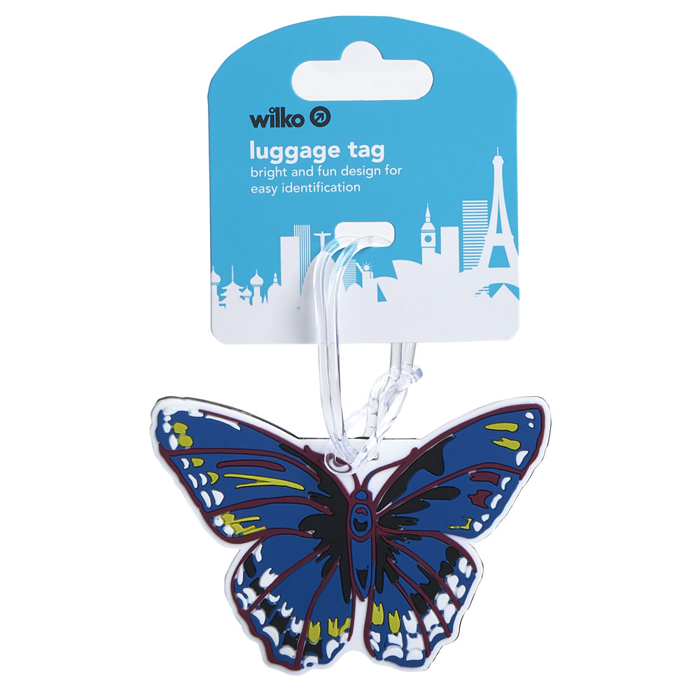 Wilko Luggage Tag PVC Butterfly Image
