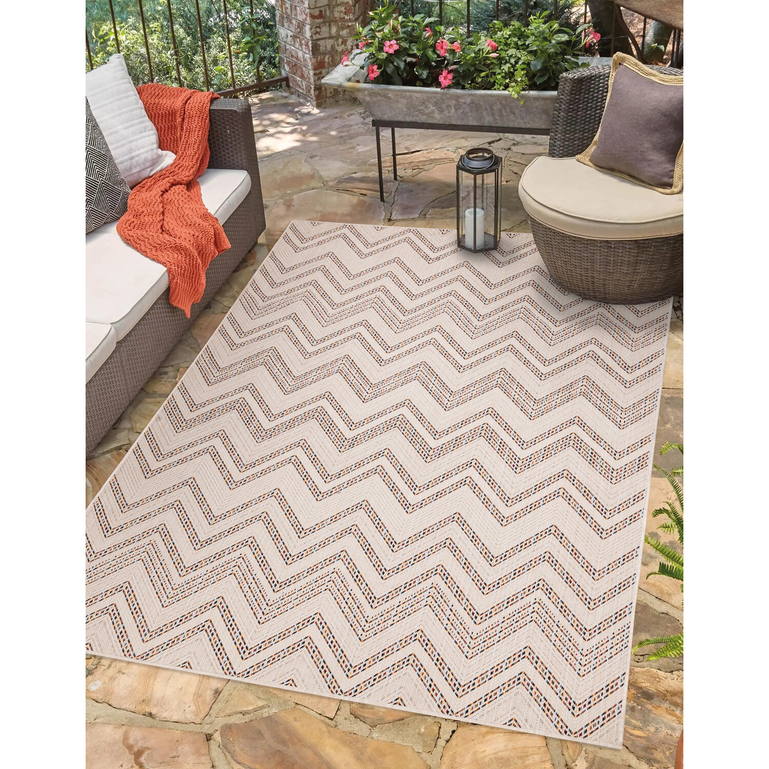 Rome Indoor Outdoor Rug - Natural / Zigzag / 120cm Image 2