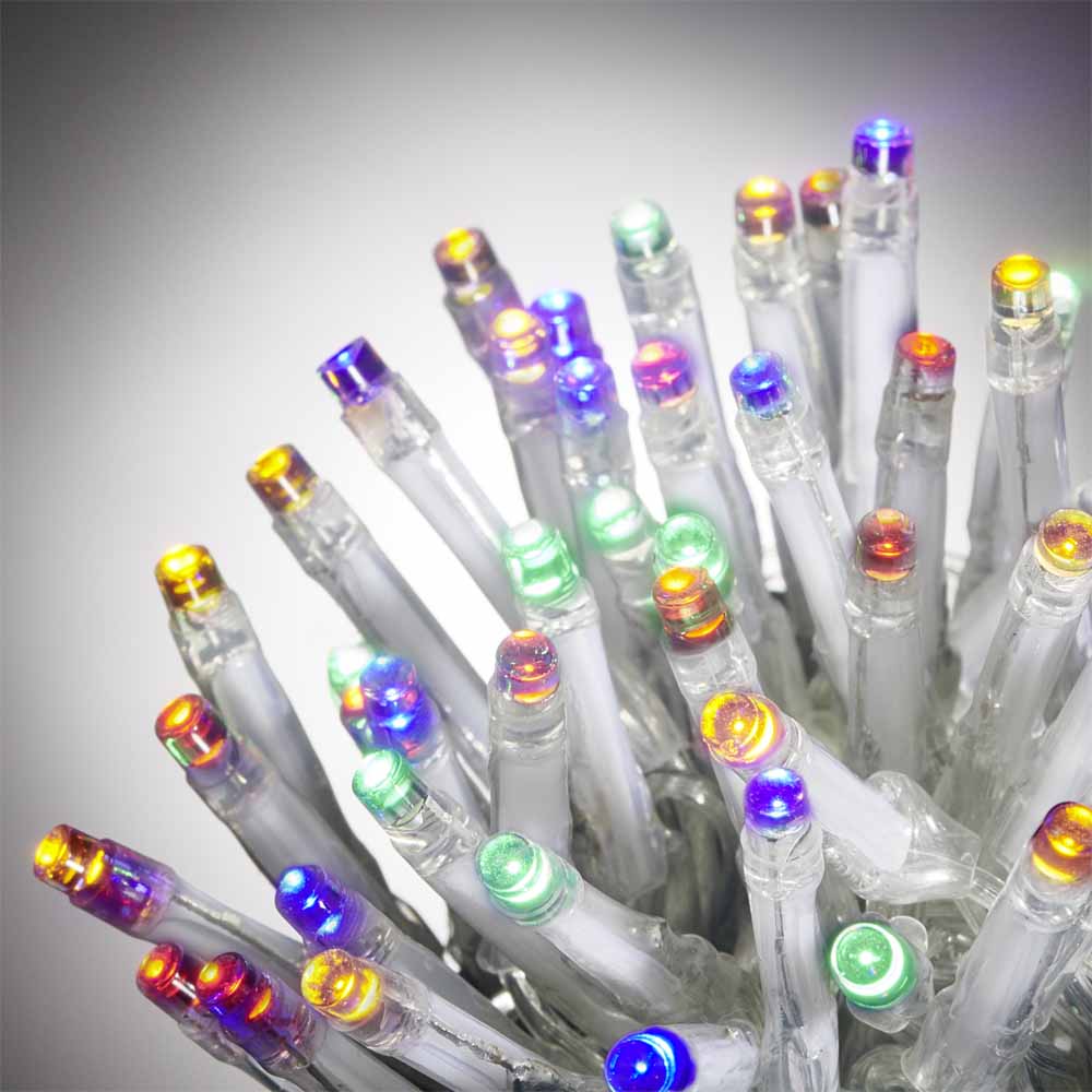 Wilko 200 Multicoloured LED Lights with Clear Cable Image 1