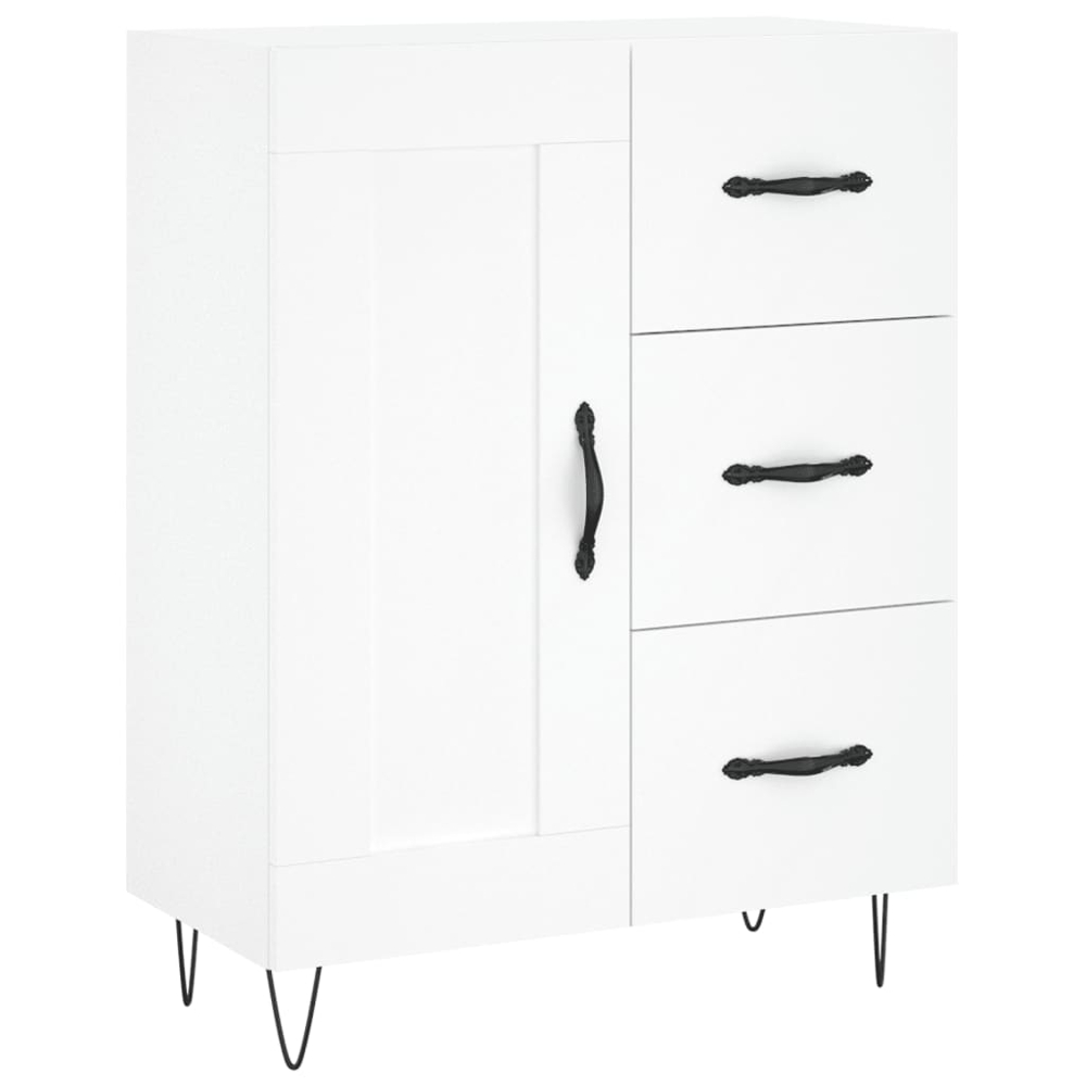 vidaXL Single Door 3 Drawer 3 Shelf White Highboard Image 7