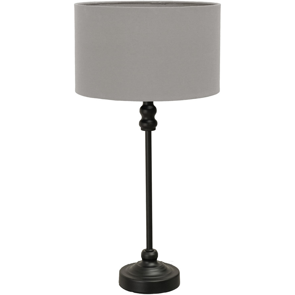 ValueLights Maggie Grey and Black Drum Shade Candlestick LED Table Lamp Image 1