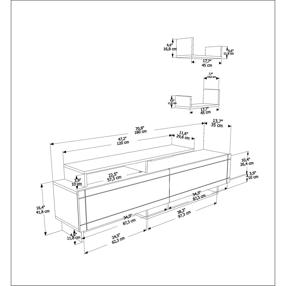 Decorotika Tamy 2 Door 2 Shelf White TV Unit Image 6