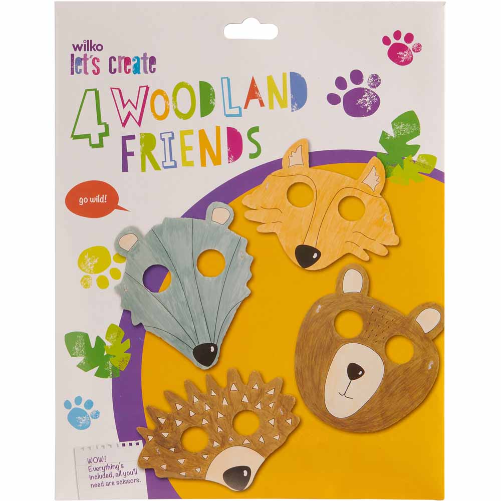 Wilko Colour Your Own Woodland Animal Masks 4pk Image