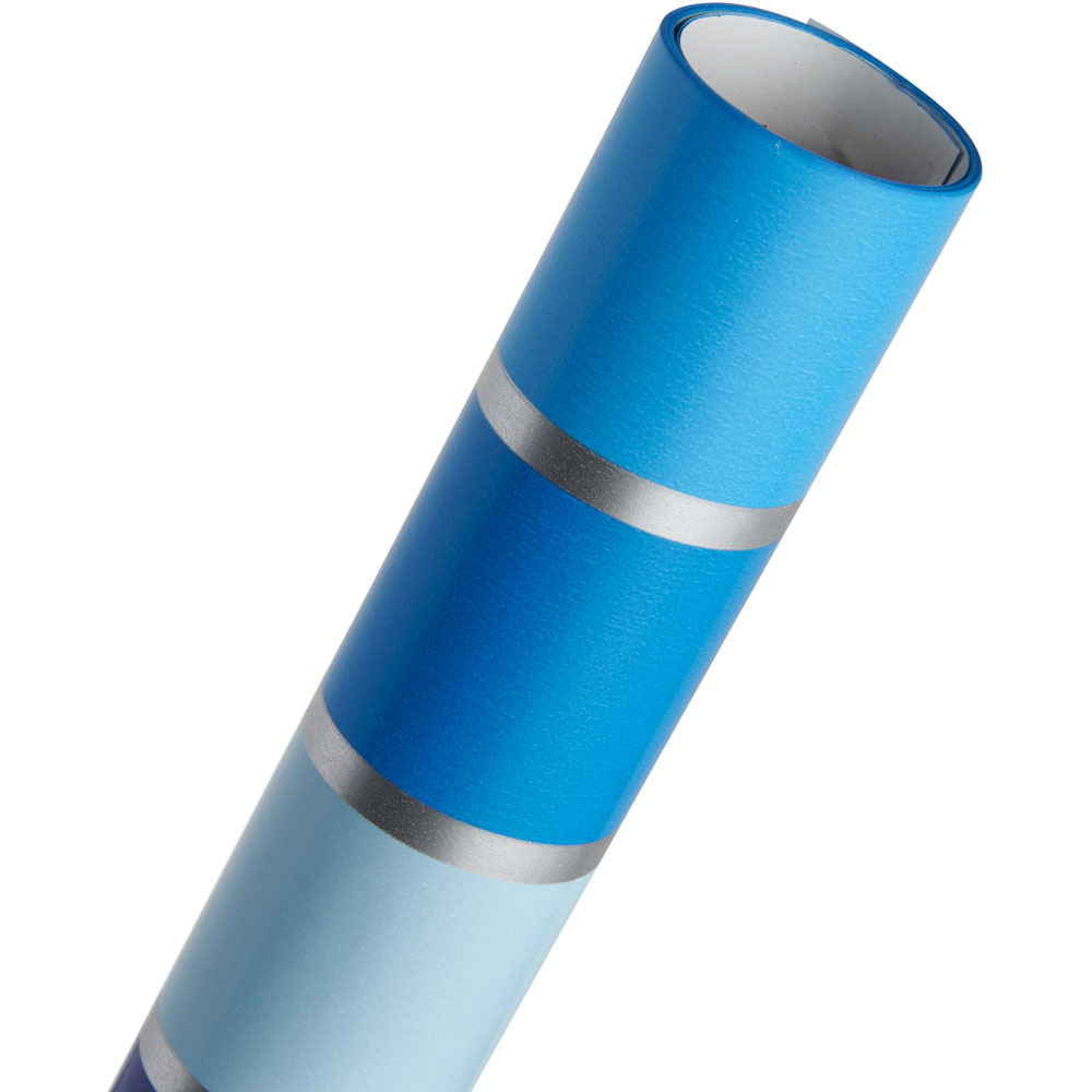 Wilko 3m Blue Stripe Roll Wrap Image 3