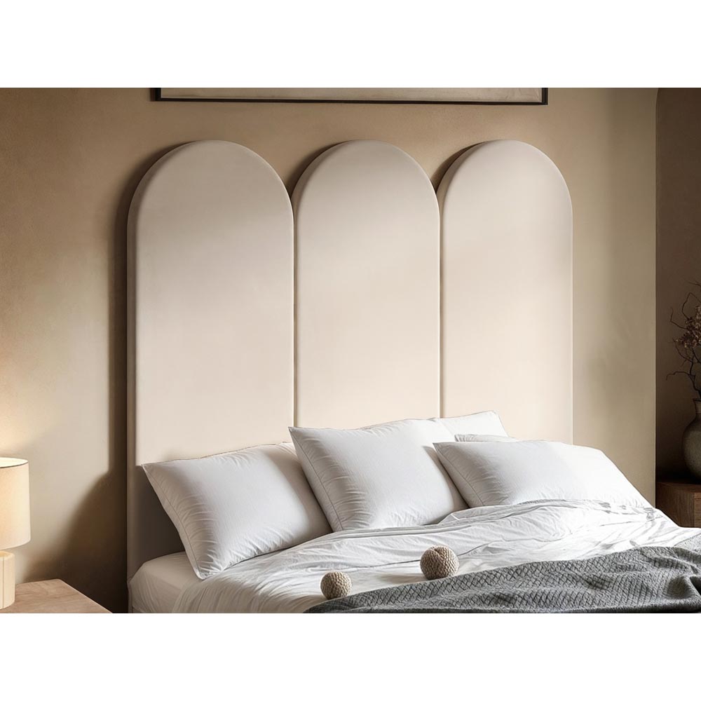 Solace+Co Cirrus Beige Velvet Headboard Panel 3 Pack Image 3