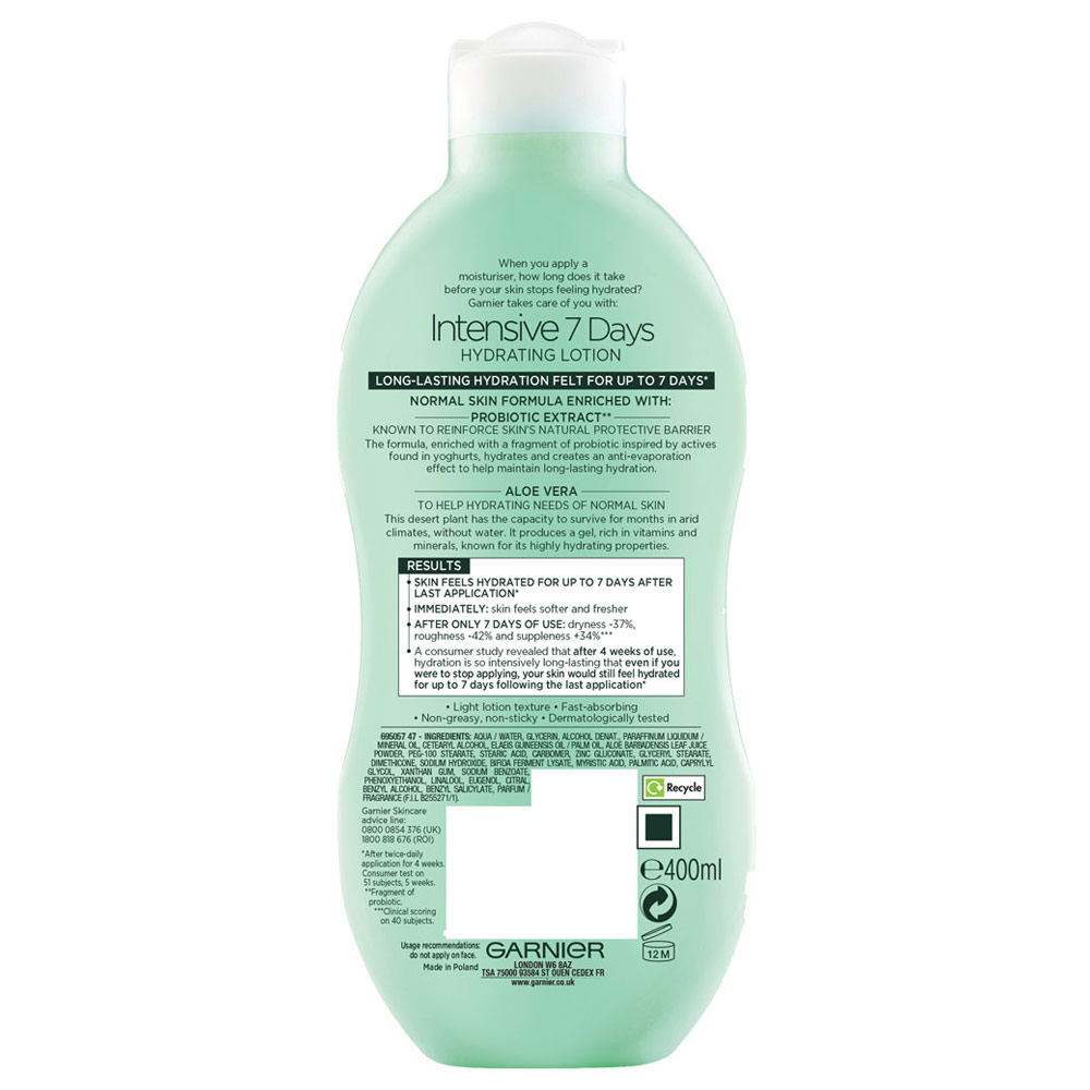 Garnier Intensive 7 Days Aloe Vera and Probiotic Extract Body Lotion 400ml Image 2