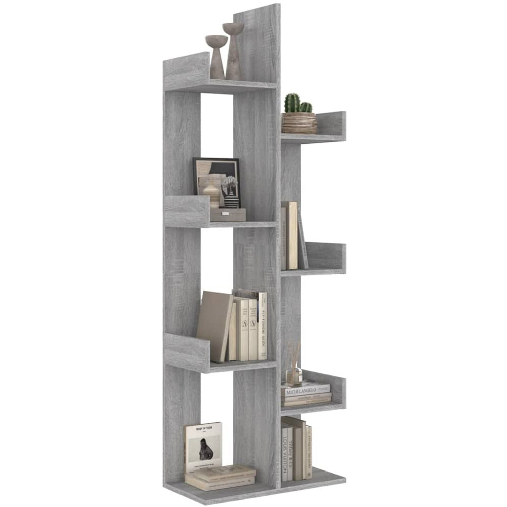 vidaXL 8 Shelf Sonoma Grey Tree Bookcase Image 5