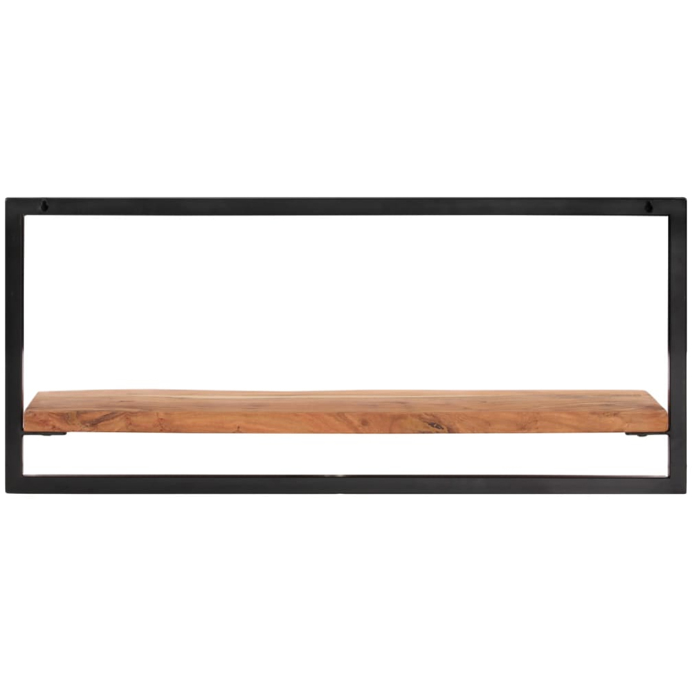vidaXL 80 x 25 x 35cm Solid Acacia Wood and Steel Wall Shelf 2 Pack Image 3