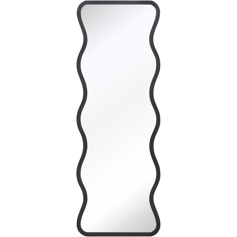 Charles Bentley Amsterdam Black Wavy Shape Outdoor Wall Mirror 170 x 60cm Image 1