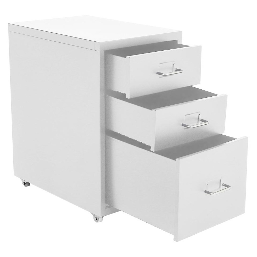 Living and Home White 3 Tier Vertical File Cabinet with Wheels Image 4