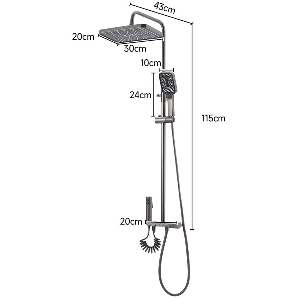 H&O Direct Grey High Pressure Shower Set with Spray Gun Image 5