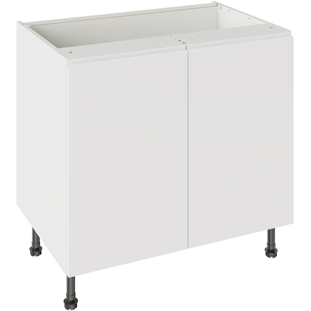 Kitchen Kit J-Pull Gloss White Base Kitchen Cabinet Flatpack 900mm Image 1