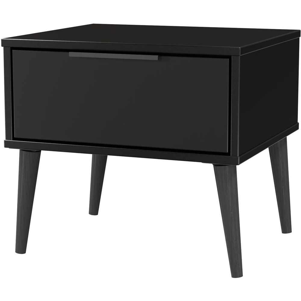 Crowndale Hong Kong Single Drawer Matt Black Side Table Ready Assembled Image 4