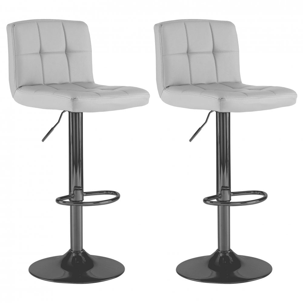 Neo Grey and Black Faux Leather Swivel Bar Stool Set of 2 Image 2