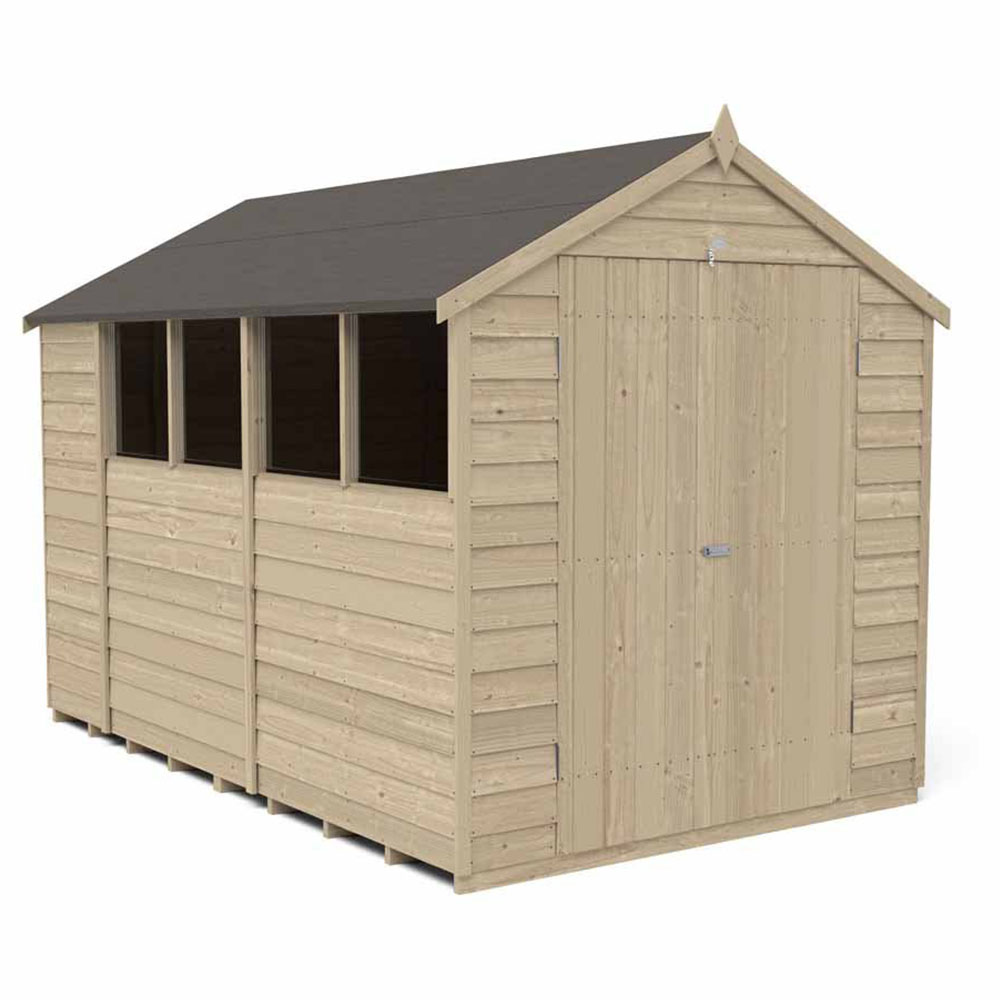 Forest Garden 10 x 6ft Double Door Overlap Pressure Treated Apex Shed Image 1
