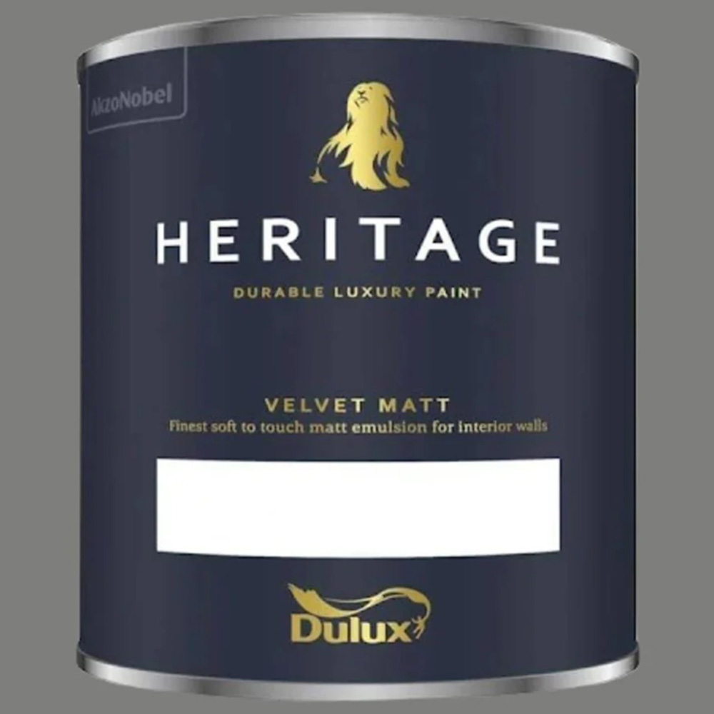 Dulux Heritage Walls and Ceilings Lead Grey Velvet Matt Emulsion Paint 1L Image 2
