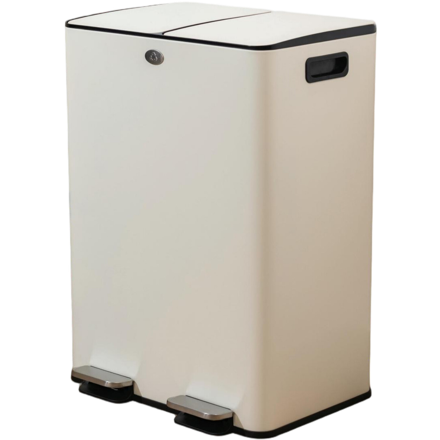 60L Double Recycling Pedal Bin Cream Image 2