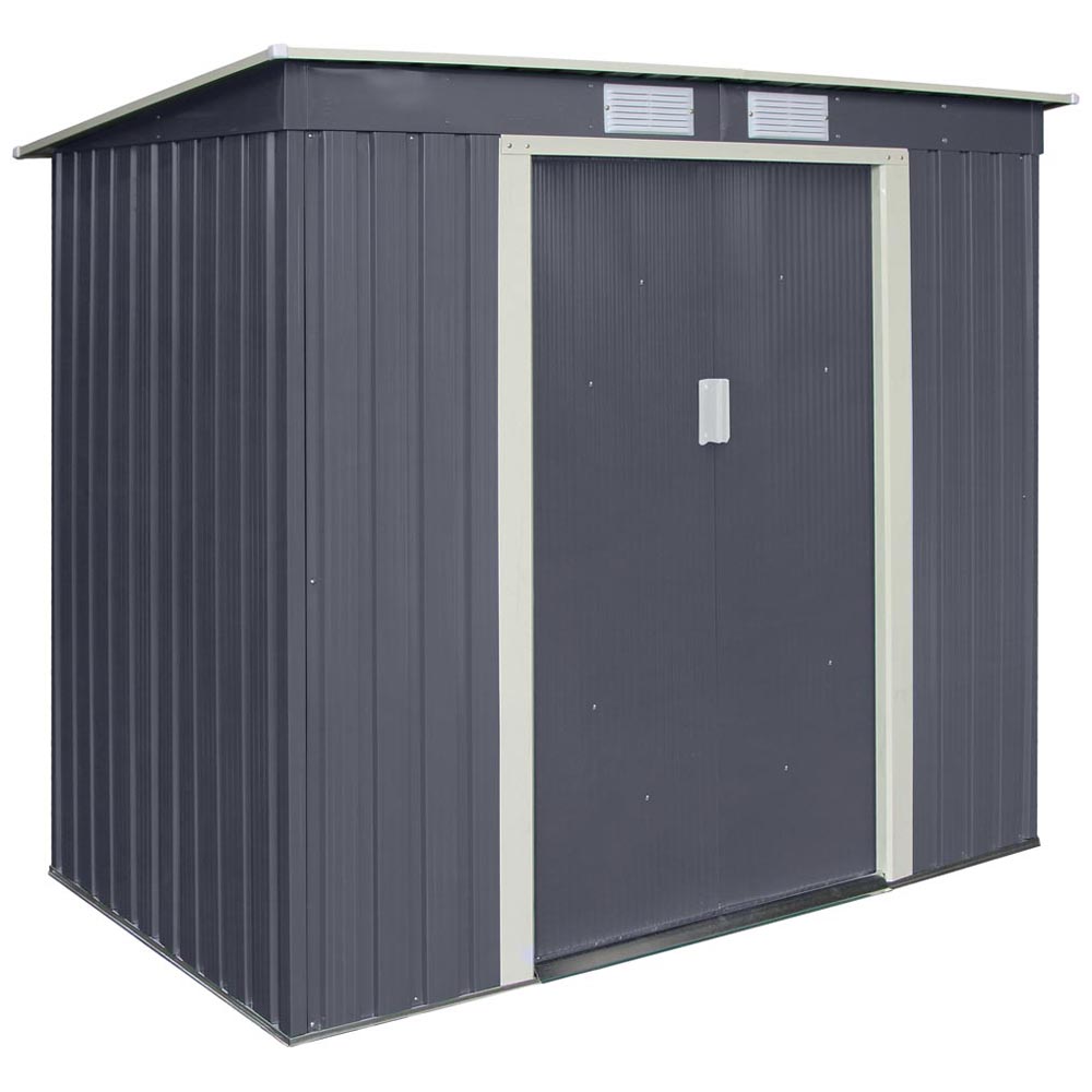 Rowlinson 6 x 4ft Dark Grey Trentvale Pent Metal Garden Shed Image 1