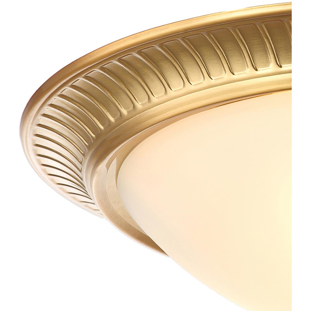 Happy Homewares Traditional Brushed Gold Flush Ceiling Light with Opal Glass Diffuser Image 3