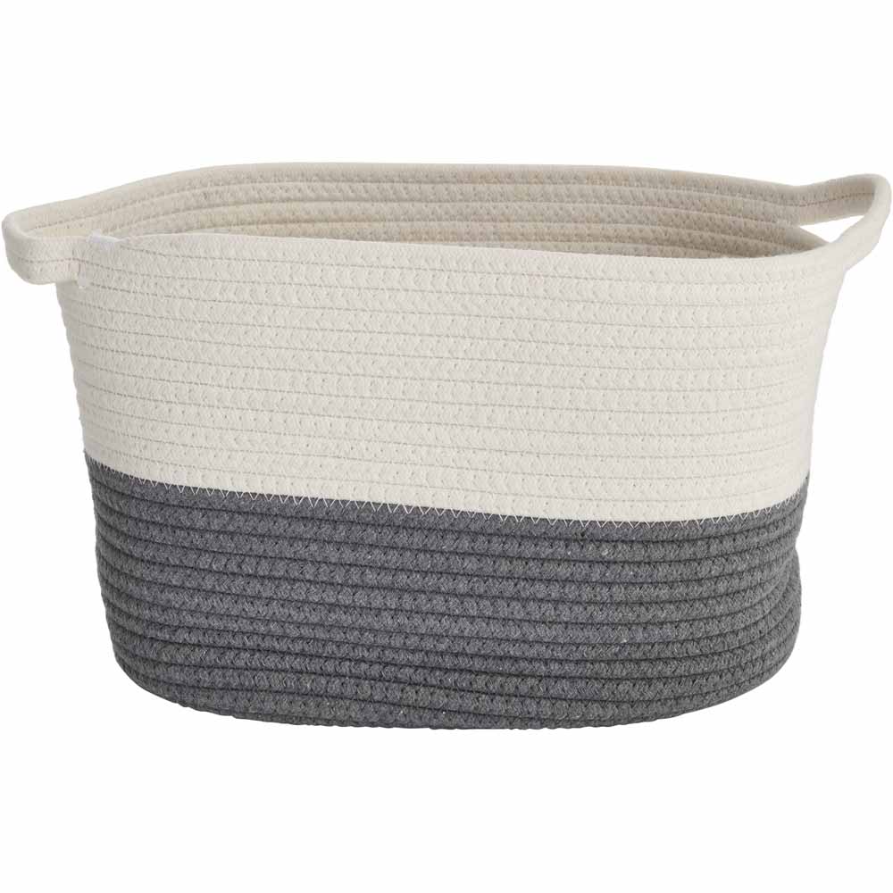Wilko Grey / White Rope Basket Large Image 2