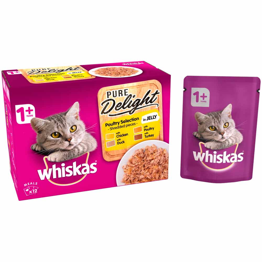 Whiskas Pure Delight Adult Cat Food Pouches Poultry in Jelly 12 x 85g Image 3