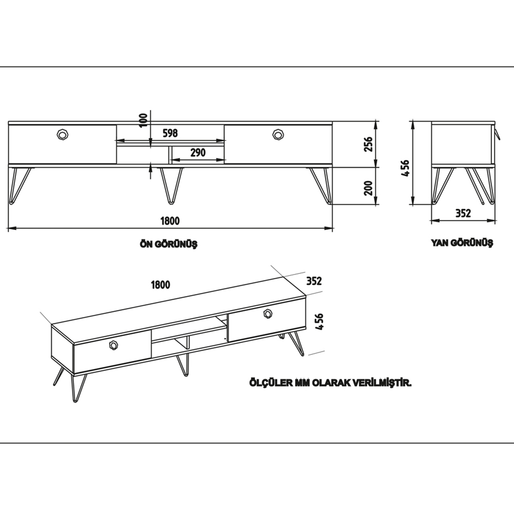Decorotika Lorenz 2 Door 3 Shelf Bendire and Walnut TV Unit Image 5