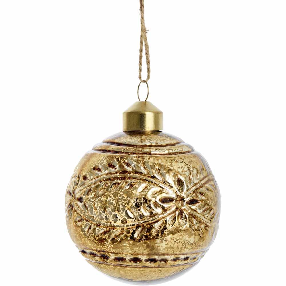 Wilko Midwinter Gold Glass Tree Bauble Image 1