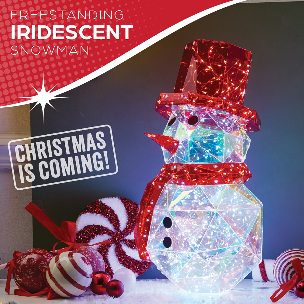 The Christmas Workshop 200 Cool White LED Iridescent Snowman Christmas Decoration 40cm Image 9