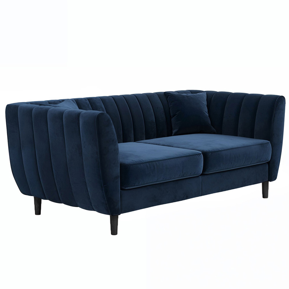 Solace+Co Remi 2 Seater Navy Mid Century Velvet Sofa Image 3