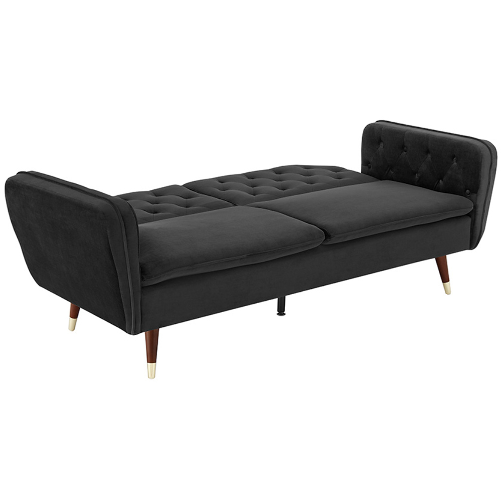 Home Detail Whitby 2 Seater Black Velvet Sofa Bed Image 5