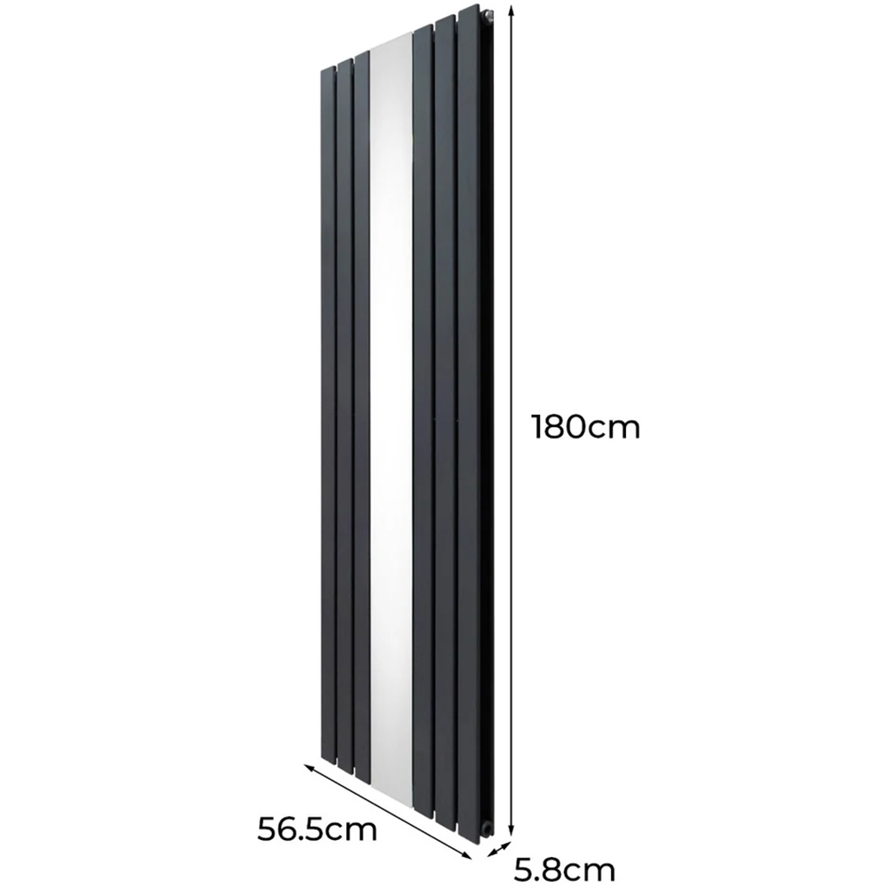 Monster Shop 8092BTU Anthracite Grey Flat Panel Mirror Radiator 1800 x 565mm Image 6