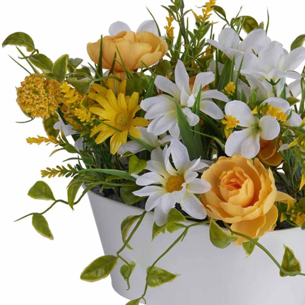 Wilko Faux Flowers in Window Box Yellow & White Mix Image 4
