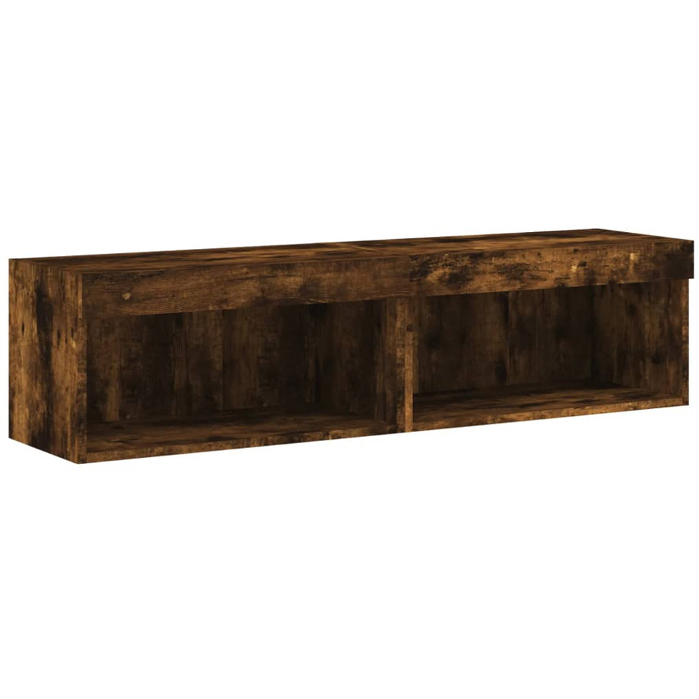 vidaXL Smoked Oak TV Cabinet with LED Light Set of 2 Image 6