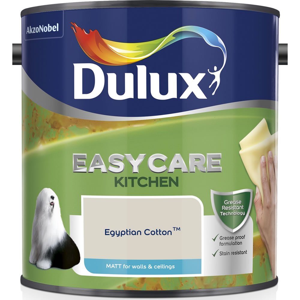 Dulux Easycare Kitchen Egyptian Cotton Matt Emulsion Paint 2.5L Image 2