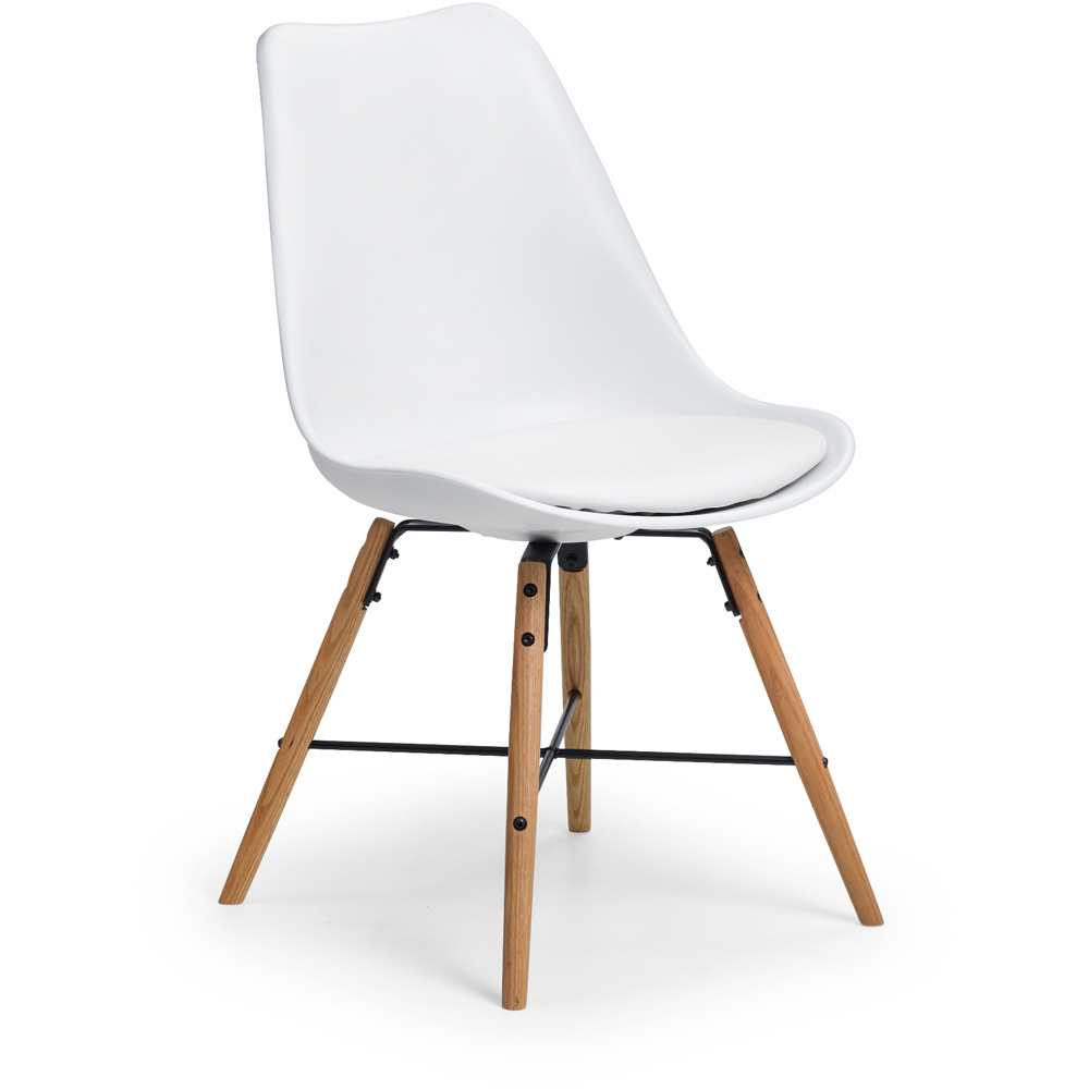 Julian Bowen Kari Set of 2 White and Oak Dining Chair Image 3