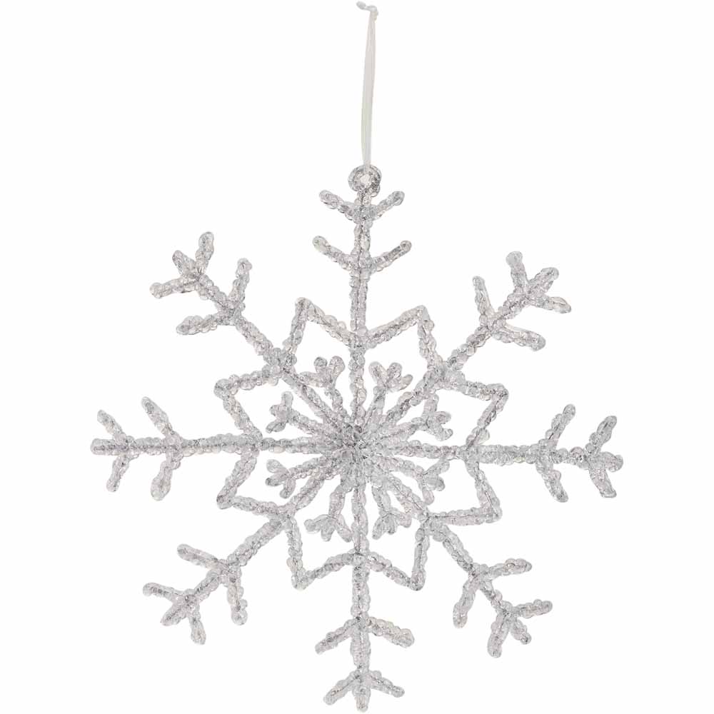 Wilko Magical Silver Snowflake Christmas Bauble Large Image 1