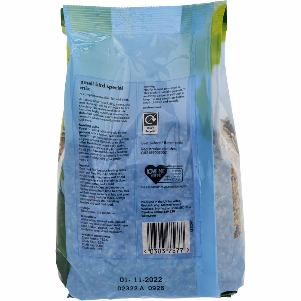 Wilko Wild Bird Special Mix Seed for Small Birds 900g Image 3