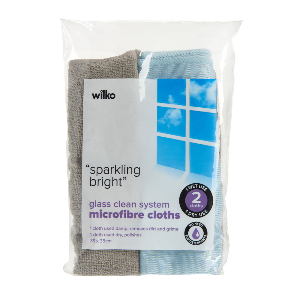 Wilko Glass Cleaning Microfibre Cloths 2 pack Image 2